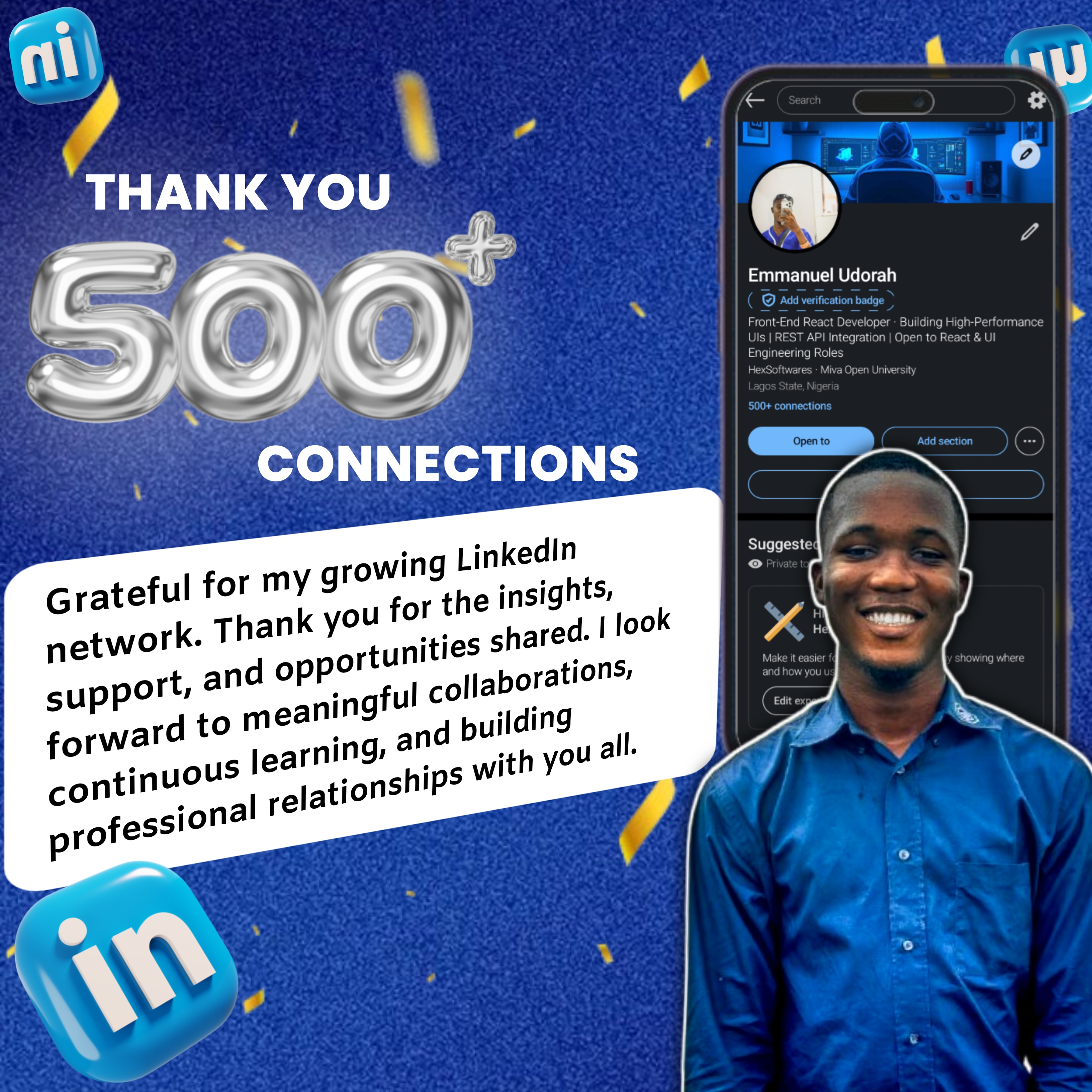 LinkedIn 500+ Connections Celebration